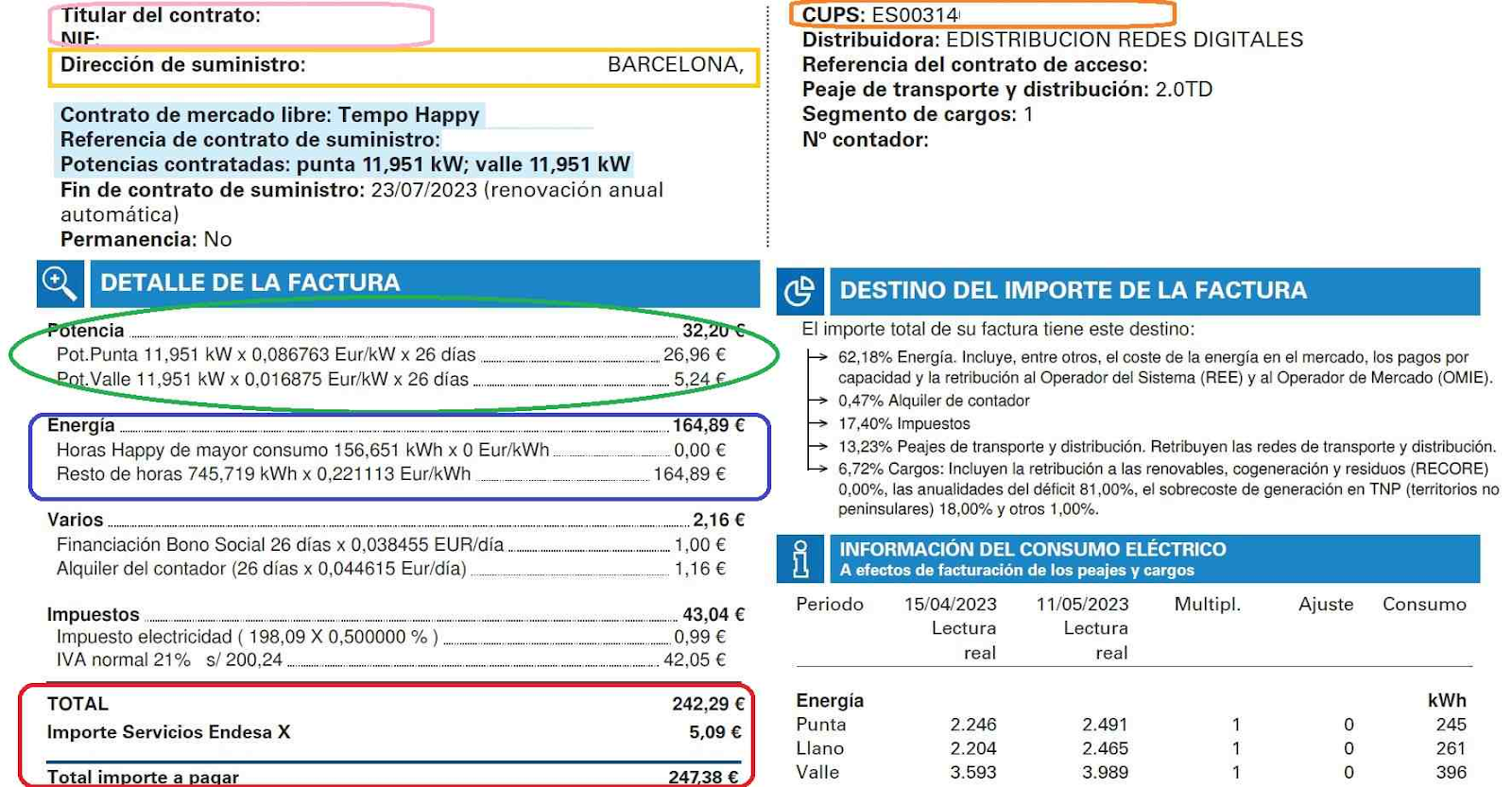 desglose factura de luz
